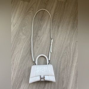 Balenciaga xs hourglass croc white bag